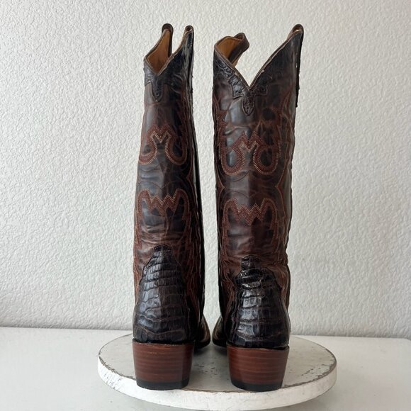Rod Patrick Womens Cowboy Boots 10AAA Brown Caiman Western Pointed Toe Mid Calf - Picture 3 of 12